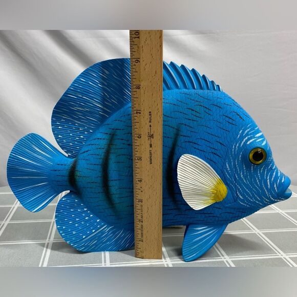 Blue Tropical Fish Large 3D Resin Wall Decor Tiki Bar Bath Beach Ocean Nautical - Picture 2 of 7